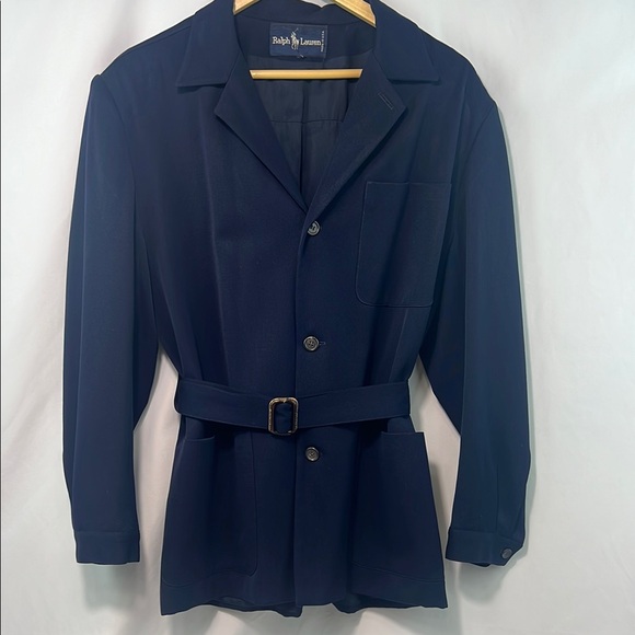 Ralph Lauren Blue Label‎ Made in USA 100% Wool Women's Navy Belted Jacket - Picture 1 of 14